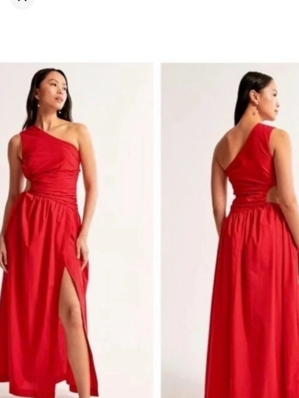 Abercrombie & Fitch One-Shoulder Red Maxi Gown with High Slit